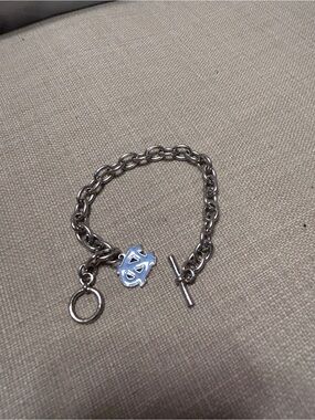 UNC Silver Toggle Chain Bracelet with Blue Enamel Charm